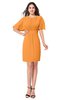 ColsBM Jaylee Orange Simple Jewel Short Sleeve Mini Ribbon Plus Size Bridesmaid Dresses