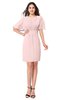 ColsBM Jaylee Pastel Pink Simple Jewel Short Sleeve Mini Ribbon Plus Size Bridesmaid Dresses