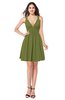 ColsBM Mara Olive Green Sexy A-line V-neck Sleeveless Chiffon Plus Size Bridesmaid Dresses