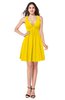 ColsBM Mara Yellow Sexy A-line V-neck Sleeveless Chiffon Plus Size Bridesmaid Dresses