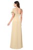 ColsBM Camryn Apricot Gelato Modern A-line Short Sleeve Half Backless Floor Length Ruching Plus Size Bridesmaid Dresses