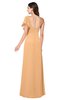 ColsBM Camryn Apricot Modern A-line Short Sleeve Half Backless Floor Length Ruching Plus Size Bridesmaid Dresses