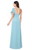 ColsBM Camryn Aqua Modern A-line Short Sleeve Half Backless Floor Length Ruching Plus Size Bridesmaid Dresses