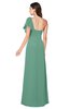 ColsBM Camryn Beryl Green Modern A-line Short Sleeve Half Backless Floor Length Ruching Plus Size Bridesmaid Dresses
