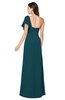 ColsBM Camryn Blue Green Modern A-line Short Sleeve Half Backless Floor Length Ruching Plus Size Bridesmaid Dresses