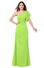 ColsBM Camryn Bright Green Modern A-line Short Sleeve Half Backless Floor Length Ruching Plus Size Bridesmaid Dresses