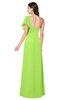 ColsBM Camryn Bright Green Modern A-line Short Sleeve Half Backless Floor Length Ruching Plus Size Bridesmaid Dresses