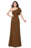 ColsBM Camryn Brown Modern A-line Short Sleeve Half Backless Floor Length Ruching Plus Size Bridesmaid Dresses