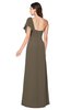 ColsBM Camryn Carafe Brown Modern A-line Short Sleeve Half Backless Floor Length Ruching Plus Size Bridesmaid Dresses