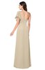 ColsBM Camryn Champagne Modern A-line Short Sleeve Half Backless Floor Length Ruching Plus Size Bridesmaid Dresses