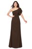 ColsBM Camryn Copper Modern A-line Short Sleeve Half Backless Floor Length Ruching Plus Size Bridesmaid Dresses