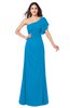 ColsBM Camryn Cornflower Blue Modern A-line Short Sleeve Half Backless Floor Length Ruching Plus Size Bridesmaid Dresses