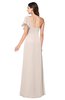 ColsBM Camryn Cream Pink Modern A-line Short Sleeve Half Backless Floor Length Ruching Plus Size Bridesmaid Dresses