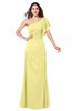 ColsBM Camryn Daffodil Modern A-line Short Sleeve Half Backless Floor Length Ruching Plus Size Bridesmaid Dresses