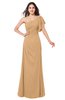ColsBM Camryn Desert Mist Modern A-line Short Sleeve Half Backless Floor Length Ruching Plus Size Bridesmaid Dresses