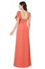 ColsBM Camryn Fusion Coral Modern A-line Short Sleeve Half Backless Floor Length Ruching Plus Size Bridesmaid Dresses