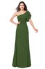 ColsBM Camryn Garden Green Modern A-line Short Sleeve Half Backless Floor Length Ruching Plus Size Bridesmaid Dresses