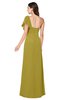 ColsBM Camryn Golden Olive Modern A-line Short Sleeve Half Backless Floor Length Ruching Plus Size Bridesmaid Dresses