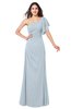ColsBM Camryn Illusion Blue Modern A-line Short Sleeve Half Backless Floor Length Ruching Plus Size Bridesmaid Dresses