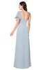 ColsBM Camryn Illusion Blue Modern A-line Short Sleeve Half Backless Floor Length Ruching Plus Size Bridesmaid Dresses