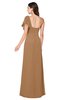 ColsBM Camryn Light Brown Modern A-line Short Sleeve Half Backless Floor Length Ruching Plus Size Bridesmaid Dresses