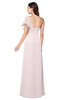 ColsBM Camryn Light Pink Modern A-line Short Sleeve Half Backless Floor Length Ruching Plus Size Bridesmaid Dresses