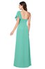 ColsBM Camryn Mint Green Modern A-line Short Sleeve Half Backless Floor Length Ruching Plus Size Bridesmaid Dresses