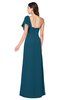 ColsBM Camryn Moroccan Blue Modern A-line Short Sleeve Half Backless Floor Length Ruching Plus Size Bridesmaid Dresses