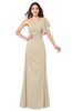 ColsBM Camryn Novelle Peach Modern A-line Short Sleeve Half Backless Floor Length Ruching Plus Size Bridesmaid Dresses