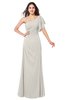 ColsBM Camryn Off White Modern A-line Short Sleeve Half Backless Floor Length Ruching Plus Size Bridesmaid Dresses
