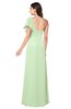 ColsBM Camryn Pale Green Modern A-line Short Sleeve Half Backless Floor Length Ruching Plus Size Bridesmaid Dresses