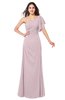 ColsBM Camryn Pale Lilac Modern A-line Short Sleeve Half Backless Floor Length Ruching Plus Size Bridesmaid Dresses