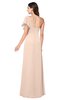 ColsBM Camryn Peach Puree Modern A-line Short Sleeve Half Backless Floor Length Ruching Plus Size Bridesmaid Dresses