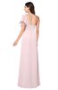 ColsBM Camryn Petal Pink Modern A-line Short Sleeve Half Backless Floor Length Ruching Plus Size Bridesmaid Dresses
