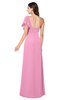 ColsBM Camryn Pink Modern A-line Short Sleeve Half Backless Floor Length Ruching Plus Size Bridesmaid Dresses