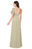 ColsBM Camryn Putty Modern A-line Short Sleeve Half Backless Floor Length Ruching Plus Size Bridesmaid Dresses