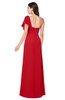 ColsBM Camryn Red Modern A-line Short Sleeve Half Backless Floor Length Ruching Plus Size Bridesmaid Dresses
