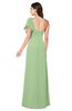 ColsBM Camryn Sage Green Modern A-line Short Sleeve Half Backless Floor Length Ruching Plus Size Bridesmaid Dresses