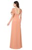 ColsBM Camryn Salmon Modern A-line Short Sleeve Half Backless Floor Length Ruching Plus Size Bridesmaid Dresses