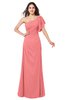 ColsBM Camryn Shell Pink Modern A-line Short Sleeve Half Backless Floor Length Ruching Plus Size Bridesmaid Dresses