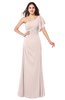 ColsBM Camryn Silver Peony Modern A-line Short Sleeve Half Backless Floor Length Ruching Plus Size Bridesmaid Dresses