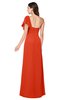 ColsBM Camryn Tangerine Tango Modern A-line Short Sleeve Half Backless Floor Length Ruching Plus Size Bridesmaid Dresses
