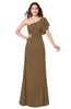 ColsBM Camryn Truffle Modern A-line Short Sleeve Half Backless Floor Length Ruching Plus Size Bridesmaid Dresses