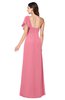 ColsBM Camryn Watermelon Modern A-line Short Sleeve Half Backless Floor Length Ruching Plus Size Bridesmaid Dresses