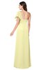 ColsBM Camryn Wax Yellow Modern A-line Short Sleeve Half Backless Floor Length Ruching Plus Size Bridesmaid Dresses