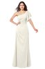 ColsBM Camryn Whisper White Modern A-line Short Sleeve Half Backless Floor Length Ruching Plus Size Bridesmaid Dresses