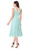 ColsBM Wynter Blue Glass Traditional A-line Jewel Sleeveless Tea Length Pleated Plus Size Bridesmaid Dresses