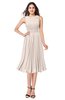 ColsBM Wynter Cream Pink Traditional A-line Jewel Sleeveless Tea Length Pleated Plus Size Bridesmaid Dresses