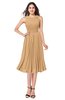 ColsBM Wynter Desert Mist Traditional A-line Jewel Sleeveless Tea Length Pleated Plus Size Bridesmaid Dresses