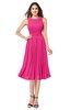 ColsBM Wynter Fandango Pink Traditional A-line Jewel Sleeveless Tea Length Pleated Plus Size Bridesmaid Dresses